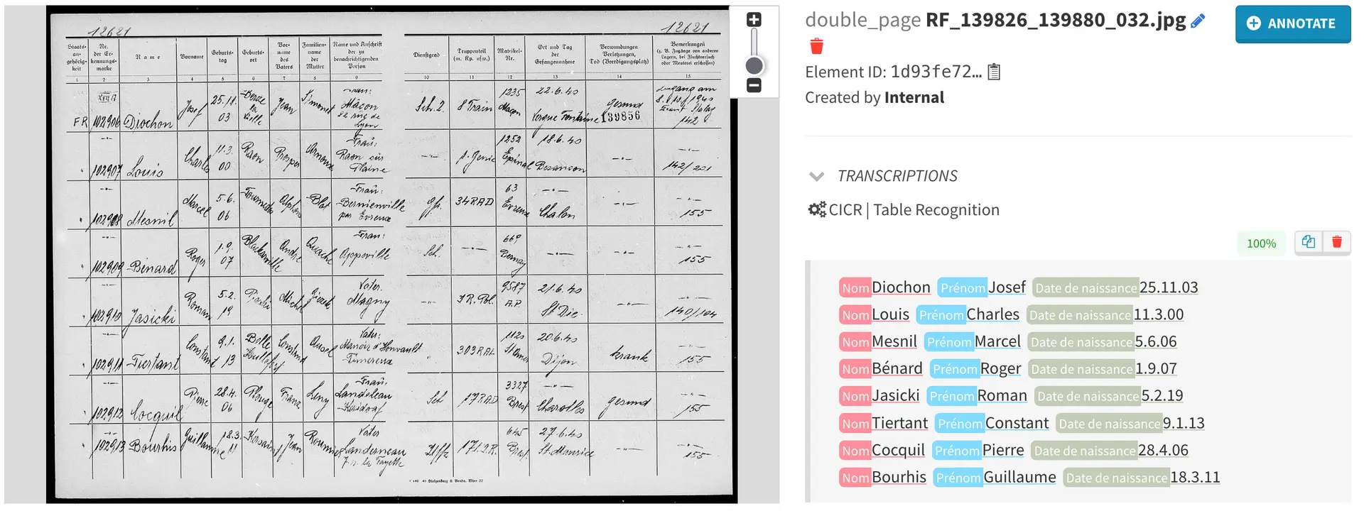 Handwritten table recognition TEKLIA